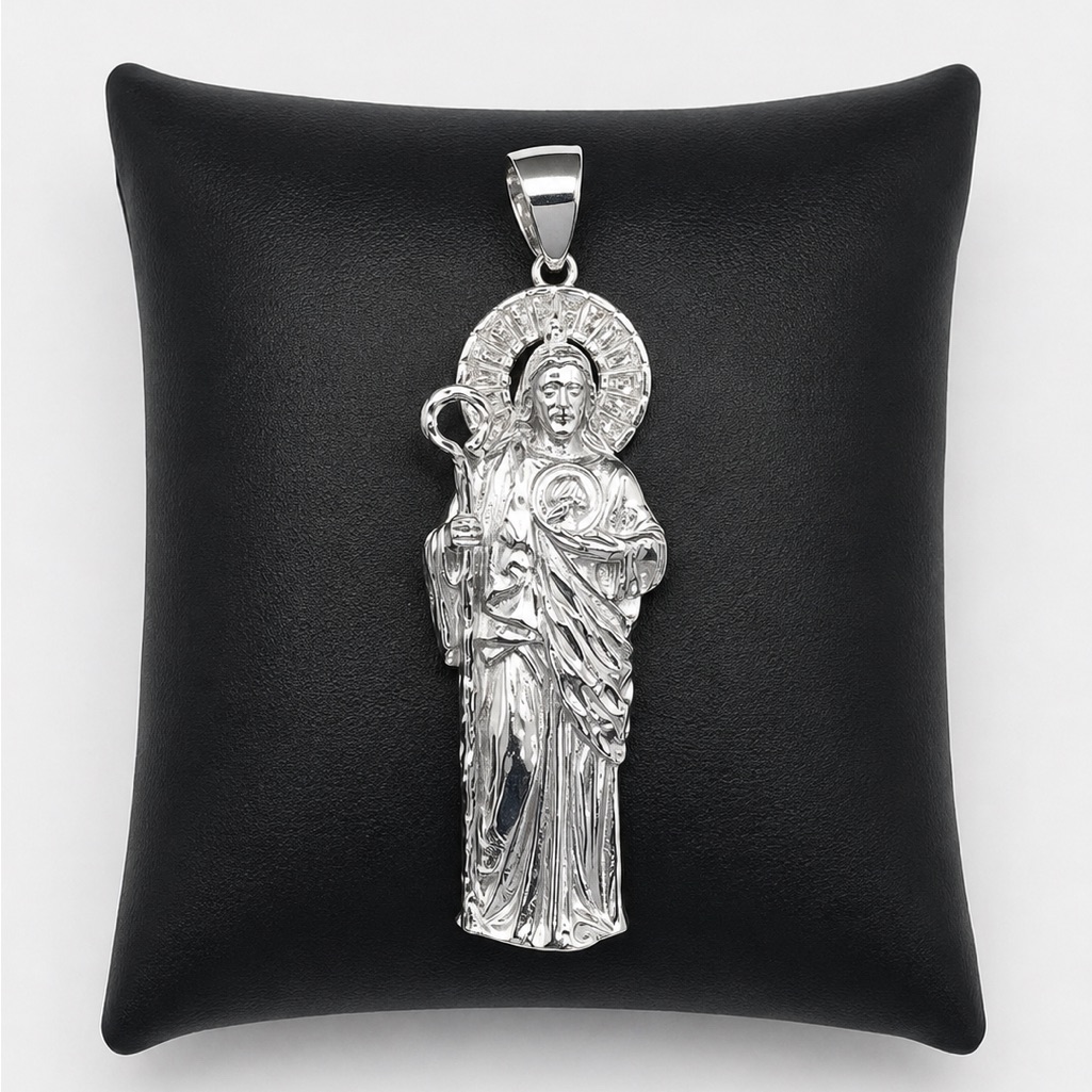 925 Sterling Silver Saint Jude Pendant - 1.90ct Moissanite